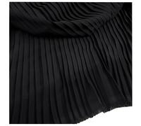 MFfly Tessuto in chiffon plissettato con motivo a volant, perle, per abiti, gonne, costumi, cucito, materiali artigianali, larghezza 150 cm, LX177 (nero, raddrizzare, 2 metri)