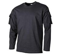 MFH Camicia a Maniche Lunghe US con Tasche sulle Maniche - Nero Taglia M