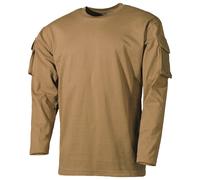 MFH Camicia a maniche lunghe US Con tasche sulle maniche Uomo Militare Coyote
