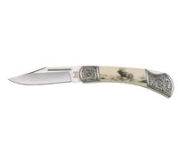 MFH - Coltello a serramanico Jäger, con Impugnatura intagliata, Colore: Bianco