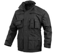 MFH Giacca Security Militare Cappuccio Interno Pile Sicurezza Patrol Uomo Nero