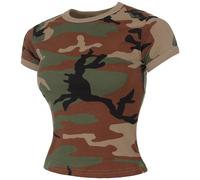 MFH T-shirt US da donna Excersise Militare Casuale Atletico Sport Woodland Camo