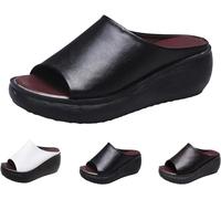 Mfhmom Ciabatte Ortopediche Donna Estivi - Sandali con Zeppa Donna Estate Comode Platform Pantofole in Pelle Eleganti Leggere Plateau Scarpe con Tacco Wedges Antiscivolo Suole per Camminare