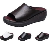 Mfhmom Ciabatte Ortopediche Donna Estivi - Sandali con Zeppa Donna Estate Comode Platform Pantofole in Pelle Eleganti Leggere Plateau Scarpe con Tacco Wedges Antiscivolo Suole per Camminare