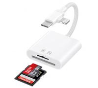 MFi - Adattatore scheda SD 2 in 1 certificato per iPhone, USB-C e Lightning | Plug & Play, nessuna app necessaria; lettore USB 3.0 ad alta velocità con cavo intrecciato per trasferimento rapido di foto