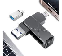 Mfi Certified Lightning 3 in 1 Memory Stick USB per iPhone 256 GB di memoria esterna penna USB per iPhone iPad, iOS, Macbook, Android, PC (nero, 256 GB)