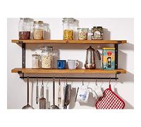 MFLASMF Mensole da Parete galleggianti da Cucina con Ganci, mensole rustiche in Legno per la Parete, mensola portaoggetti per la casa, mensola da Parete per Utensili da Cucina espositore p