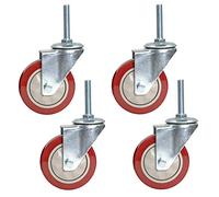 MFLASMF - Ruote girevoli in PVC per carrelli mobili, ruote di ricambio per banco da lavoro, stelo filettato M12 x 60 mm, doppio cuscinetto, con dado, confezione da 4 (universale75 mm/7,6 cm)