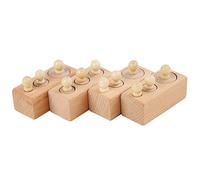 MFMEXUL 4 Pezzi Cilindri a Incastro Blocchi di Legno Forme a Bottone Giocattolo Educativo Funzione di Discriminazione Visiva Adatto Come Regalo per L'appr, Colore primario