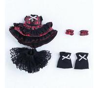 MFMEXUL Abito Bambola Vestito per Bambole E BJD Composto da Abito Petticoat Polsini Coprigambe Tessuto Misto Fiocchi Ideale per Esposizioni Ritratto Cosplay Scena Tematica, Rosso Scuro