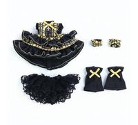 MFMEXUL Abito Bambola Vestito per Bambole E BJD Composto da Abito Petticoat Polsini Coprigambe Tessuto Misto Fiocchi Ideale per Esposizioni Ritratto Cosplay Scena Tematica, Giallo