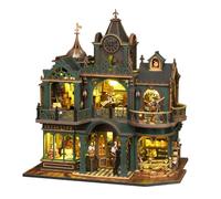 MFMEXUL Agenzia Investigativa in Miniatura Casa Fai da Te Modello Edificio Diorama con Dettagli Vintage Colla Inclusa Illuminazione Integrata Materiale Legno