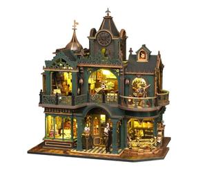 MFMEXUL Agenzia Investigativa in Miniatura Casa Fai da Te Modello Edificio Diorama con Dettagli Vintage Colla Inclusa Illuminazione Integrata Materiale Legno