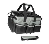 MFMEXUL Borsa Multifunzionale per Attrezzi Da Giardino, Spaziosa Borsa Portaoggetti con Divisori Regolabili, Organizer, Tasche a Rete, Robuste Maniglie per Il, Nero Grigio