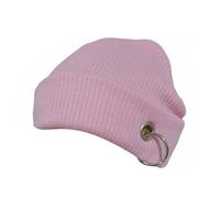 MFMEXUL Cappello per Bambola Maglia con Design Spilla Incrociata Accessorio Lavorato a Maglia Morbido Tessuto Ribbed Adatto per Servizio Fotografico Esposizione, Rosa, 17CM