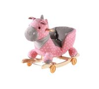 MFMEXUL Cavallo a Dondolo per Bambini Giocattolo a Dondolo con Ruote Cavalluccio Spingi E Dondola Seduta Morbida Schienale con Apertura Base in Legno Maniglia, Rosa, 60 28 50CM
