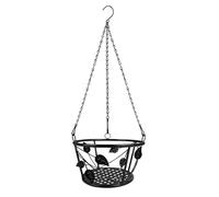 MFMEXUL Cesto per Piante Sospeso in Ferro, Fioriera Sospesa con Catena, Elegante Supporto Decorativo per Piante Ricadenti, Adatto per Casa, Giardino, Balcone, Nero