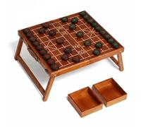 MFMEXUL Chess Board Tavolo da Scacchi Portatile Pieghevole Legno con Superficie Stabile Forma Rialzata Adatta a Riunioni, Scacchiera Pieghevole + Scacchi In Ebano Grandi