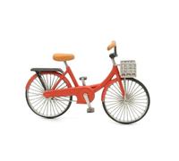 MFMEXUL Miniatura Bicicletta Modello Espositivo Realistica in Resina con Cestino Frontale per Decorazione Scene di Strada Cortile Scrivania Collezionismo, Rosso