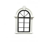 MFMEXUL Miniatura Cornice Finestra Ornamento Tavolo Griglia Modello Dettagli Materiale PLA Apertura Adatta per Casa Scrivania Angoli Esposizione Scaffali, Cornice Bianca Con Griglia Nera