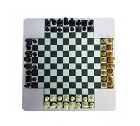 MFMEXUL Scacchiera Giocatori Gioco da Tavolo con, Scacchi Internazionali Per Quattro Giocatori Con Scacchiera 35x35cm E Pezzi Neri/Bianco Sporco/Giallo Scuro/Marrone Scuro