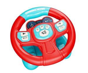 MFMEXUL Simulatore di Guida per Bambini Volante con Comandi Sterzo Giocattolo Dashboard Interattivo Tasti Funzione con Musica E Luci Montaggio a Ventosa , Rosso, Blu , Standard