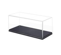 MFMEXUL Teca con Base Nera Impilabile | Struttura in Plastica Trasparente, scatola Esposizione con Base Nera, per Scrivania, Vetrinetta, Collezionisti
