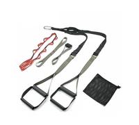 MFMEXUL Training Belt Cinghie Allenamento Sospensione Corda Resistenza Maniglie Antiscivolo Kit con Ancora Porta E Cinghia Estensione Adatto per Esercizi, Verde Militare+Nero