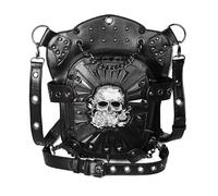 MFMYEE Steampunk Cross Body, Skull Rose Backpack, Gothic Waist Bag Drop Leg Arm Bag, Leather Cross Body, Motorcycle Waist Bag, Borsa a tracolla, Borsa a tracolla, Borsa da viaggio, Escursionismo Sport