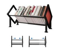 Mfqire Mini Libreria da Scrivania in Metallo, Estensibile & Salvaspazio - Piccolo Organizer Inclinabile per Cameretta, Ufficio & Soggiorno (Nero)