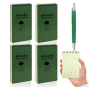 Mfqire Taccuino Tascabile Impermeabile A7 con Penna Mini Blocco Note a Spirale Righello Block Notes Piccoli per Registrazione Attività All’aperto Quaderni e Diario di Viaggio (4verde con 1 penna)