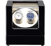 MFRELMNZG Scatola avvolgitore Automatico per Orologi, Guscio in Legno, Finitura Nera per Pianoforte, con Illuminazione a LED, Motore Super Silenzioso, Doppia Alimentazione, Display per orolo