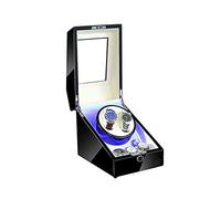 MFRELMNZG Scatola avvolgitore per Orologi per 2 Orologi Automatici, 3 Scomparti, Luce LED Blu, 4 impostazioni di Rotazione, Adatta per Orologi da Uomo e da Donna, espositore per Orologi di a