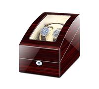 MFRELMNZG Scatola espositiva per Carica Orologi Automatica in Legno con 2+3 Scomparti con Luce LED Blu, Adatta per Orologi da Donna e da Uomo, 5 modalità di Rotazione