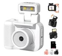 MFRVXQUL Retroscope Mini Camera, 1080p HD Mini Retro Camera, Piccolo Portachiavi con Base di Ricarica, Schermo HD da 1,44 Pollici, Retro Scope Camera (128g SD,White)