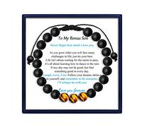 MFTRADING Braccialetto di perline da uomo, regalo per mio figlio, nipote, fratello, marito, fidanzato, compleanno, Natale, 8 mm, pietra occhio di tigre, braccialetti con perline, 7.5inches, Pietra