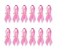 MFUOE 12 spilli rosa per la sensibilizzazione sul cancro al seno, con spille da balia e nastro commemorativo, per decorazione, feste, funerali, lutto, eventi