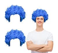 MFUOE 2 parrucche afro blu Thing One & Two blu ricci rimbalzanti parrucche per la Giornata mondiale del libro Halloween Cosplay Party Book Week Fancy Dress Costume