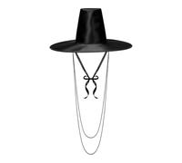 MFUOE Cappello coreano da cacciatore di demoni, cappello a cilindro nero tradizionale della dinastia Ming, cappello tradizionale coreano, cappello a tesa larga, cappello da cosplay vintage, cappello