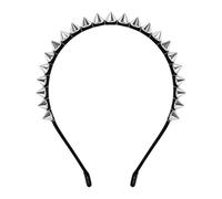 MFUOE Fascia per capelli a punta in metallo punk, con borchie in metallo, rivetto a punta, fascia per capelli da regina malvagia per Halloween, corona gotica