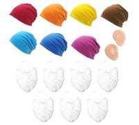 MFUOE Set di 15 costumi da gnomo con cappelli nani, barba finta, orecchie finte, multicolore, sette nani, accessori per feste di Natale