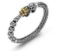 MFUPR Bracciale Feng Shui Pixiu in Argento Puro Vintage S925, Fortuna e Potente amuleto di buona Fortuna, benedizione for Uomini e Donne(20 CM)