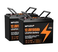 MFUZOP 12V100Ah LiFePO4 Batteria Group 24, 100A BMS, MAX 1280W Potenza, 8000-15000 Cicli Deep Cycle, Supporta Collegamento in Serie/Parallelo, per Camper, Sistema Solare Domestico