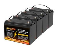 MFUZOP 12V100Ah LiFePO4 Batteria Group 31, 100A BMS, MAX 1280W Potenza, 8000-15000 Cicli Deep Cycle, Supporta Collegamento in Serie/Parallelo, per Camper, Sistema Solare Domestico(12V100AH G31*4Pcs)