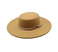 MFWHEFJ Cappello Tesa Larga Donna Cappelli Fedora in Feltro Cappellino Jazz Cappelli Invernali Caldi a Cilindro Piatto Chiesa in Tinta Unita a Tesa Larga Grande da 10 cm