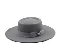 MFWHEFJ Cappello Tesa Larga Donna Cappello a Cilindro Piatto a Tesa Larga da 9,5 cm Cappello da Donna in Feltro Pokr Pie con Berretto da Sposa in Chiesa Bowknot