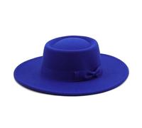 MFWHEFJ Cappello Tesa Larga Donna Cappello a Cilindro Piatto a Tesa Larga da 9,5 cm Cappello da Donna in Feltro Pokr Pie con Berretto da Sposa in Chiesa Bowknot