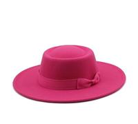 MFWHEFJ Cappello Tesa Larga Donna Cappello a Cilindro Piatto a Tesa Larga da 9,5 cm Cappello da Donna in Feltro Pokr Pie con Berretto da Sposa in Chiesa Bowknot