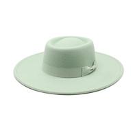 MFWHEFJ Cappello Tesa Larga Donna Cappello a Cilindro Piatto a Tesa Larga da 9,5 cm Cappello da Donna in Feltro Pokr Pie con Berretto da Sposa in Chiesa Bowknot
