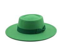 MFWHEFJ Cappello Tesa Larga Donna Cappello a Cilindro Piatto a Tesa Larga da 9,5 cm Cappello da Donna in Feltro Pokr Pie con Berretto da Sposa in Chiesa Bowknot
